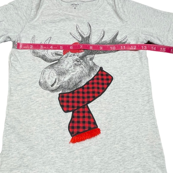 CARTER'S Boys Moose Red Black 2-in-1 Mock Layer Long Sleeve TShirt Size: 8 GUC - Picture 5 of 8